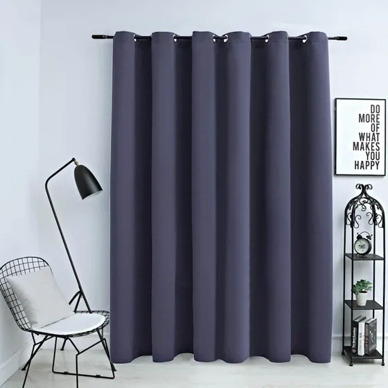 vidaXL Mørklægningsgardin 290 x 245 cm antracitgrå med metalringe