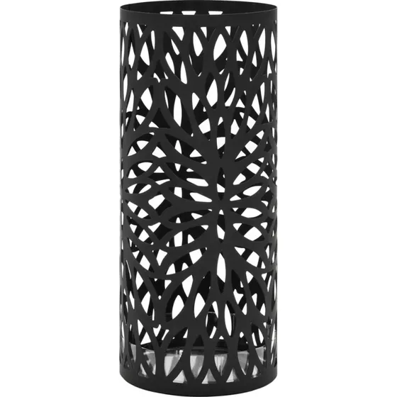 vidaXL paraplystativ stål sort med bladmønster 20x48,5 cm