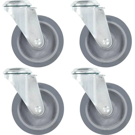 vidaXL drejehjul med bolthul 100 mm, 4 stk., grå