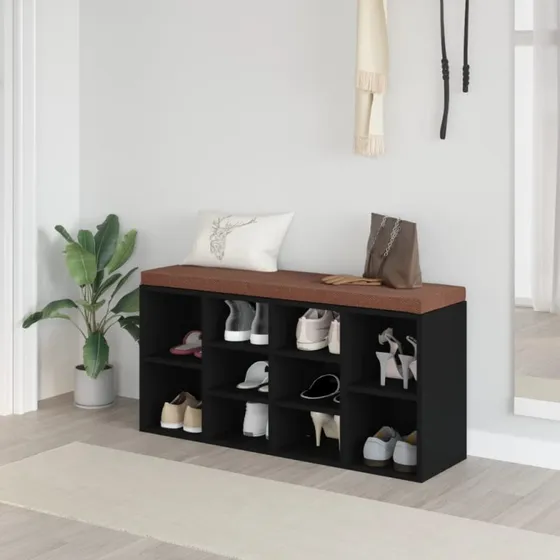 vidaXL skobænk 103x30x48 cm konstrueret træ sort