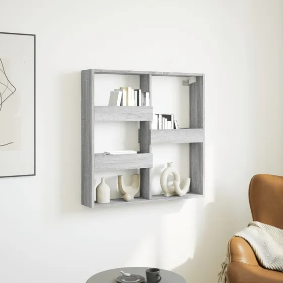 vidaXL Vægskab 80x15x80 cm Grå Sonoma-Eg Konstrueret Træ