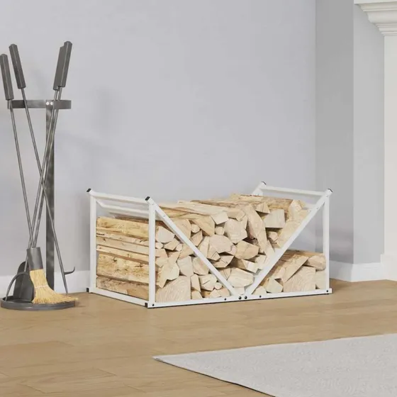 vidaXL Brændestativ 70x43x34,5 cm, koldvalset stål, hvid