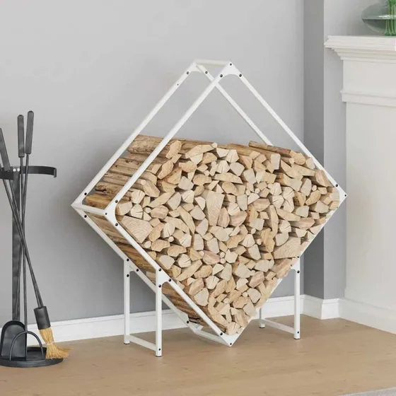 vidaXL Brændestativ 100x25x100 cm i koldvalset stål, hvid