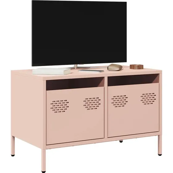 vidaXL tv-bord 68x39x43,5 cm koldvalset stål lyserød