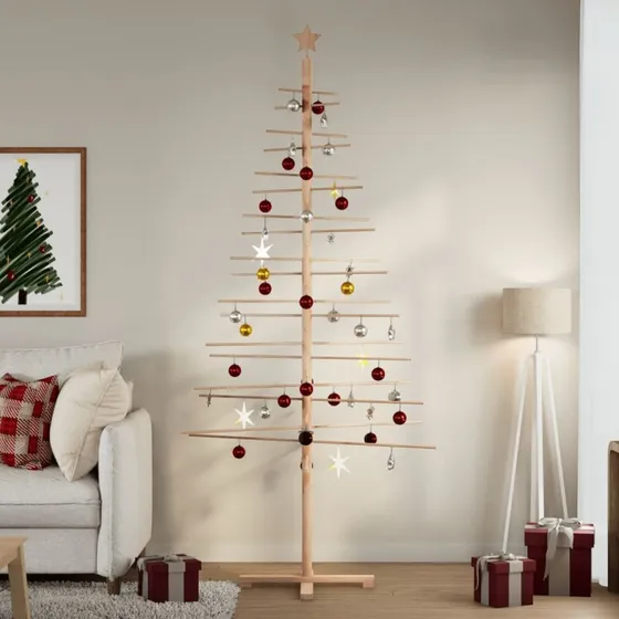 vidaXL dekorativt juletræ 210 cm i massivt fyrretræ