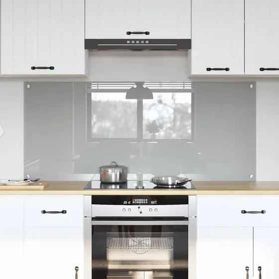 vidaXL Køkkenbacksplash 2 stk Lysegrå 70 x 60 cm hærdet glas