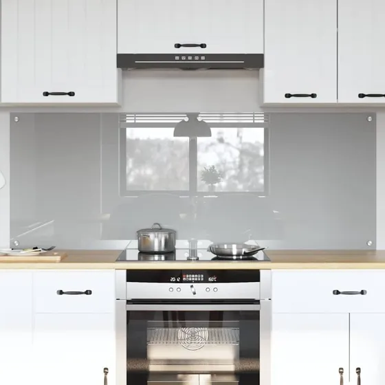 vidaXL Køkkenbacksplash 2 stk Lysegrå 80 x 60 cm hærdet glas