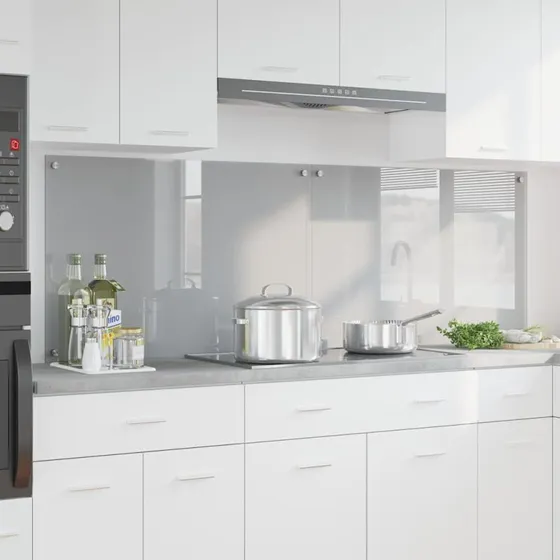vidaXL Køkkenbacksplash 2 stk lysegrå 90 x 60 cm hærdet glas
