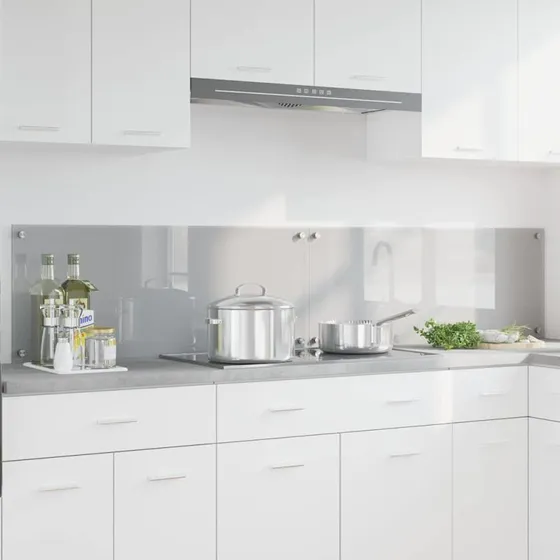 vidaXL Køkkenbacksplash 2 stk Lysegrå 100 x 40 cm hærdet glas