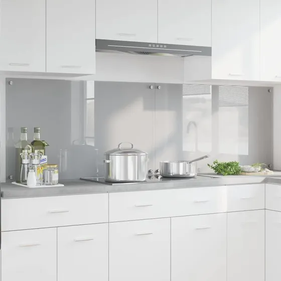 vidaXL Køkkenbacksplash 2 stk Lysegrå 100 x 60 cm hærdet glas