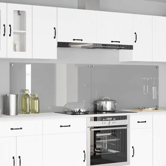 vidaXL Køkkenbacksplash 2 stk Lysegrå 110 x 60 cm hærdet glas