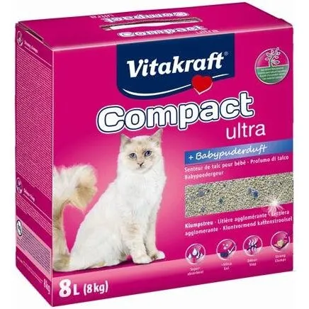 Vitakraft Compact Ultra Plus kattegrus 8 kg – klumpende, babypudder