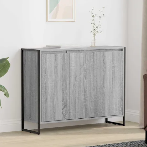 vidaXL Sideskab Grå Sonoma 96,5 x 30 x 75 cm Konstrueret Træ