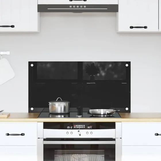 vidaXL Køkkenbacksplash Sort 80 x 40 cm hærdet glas