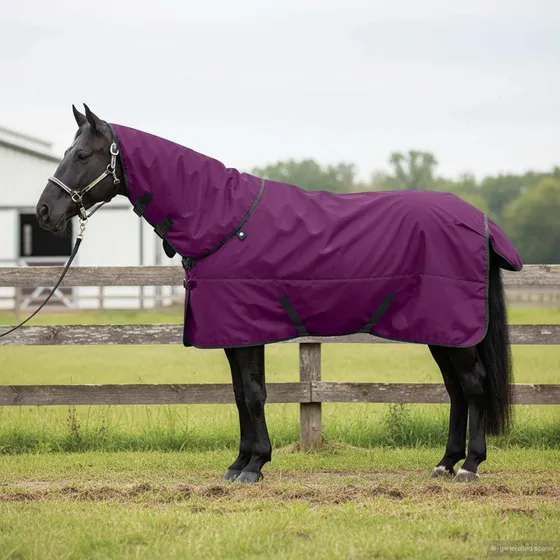 vidaXL Hestetæppe 105 cm Mørkegrøn/Sort med Hals