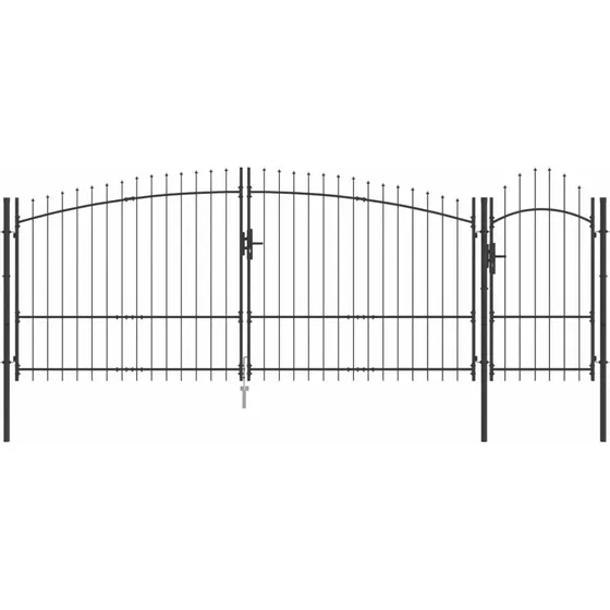 vidaXL Haveport Grå 175 x 400 cm Stål med lås