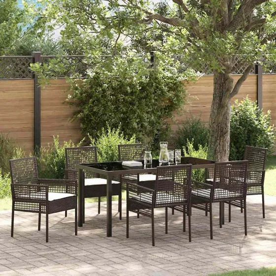 vidaXL Have Spisebordssæt 7 dels Brun PolyRattan