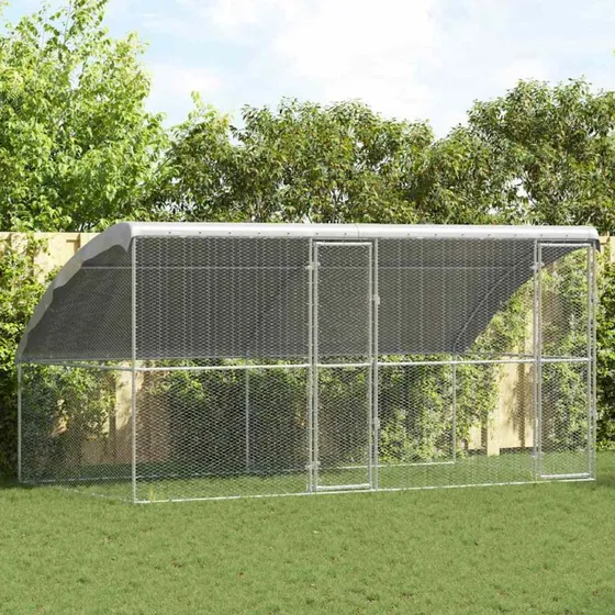 vidaXL Hønsebur 2 stk Sølv 400 x 200 x 200 cm Galvaniseret Stål