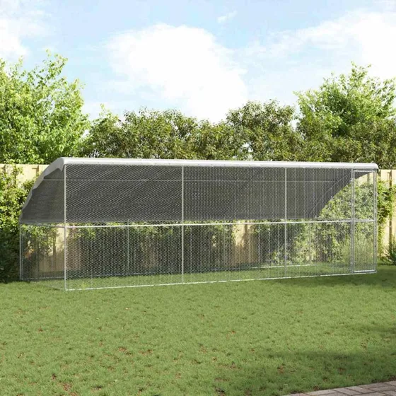 vidaXL Hønsebur 3 stk Sølv 600 x 200 x 200 cm Galvaniseret Stål