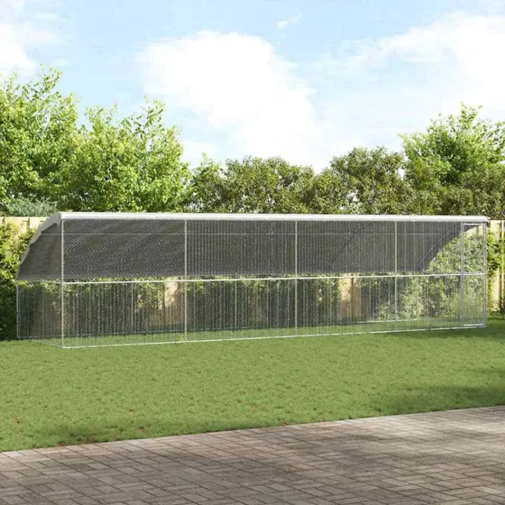 vidaXL Hønsebur 4 stk Sølv 800×200×200 cm Galvaniseret stål