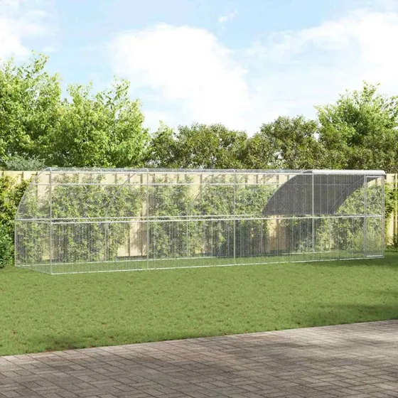 vidaXL Hønsebur 4 stk Sølv 800×200×200 cm Stål & PE