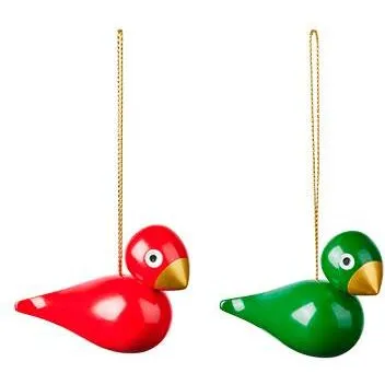 Kay Bojesen Julefugle H5, 2 stk. (rød/grøn)