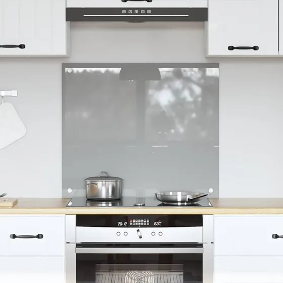 vidaXL Køkkenbacksplash Lysegrå 70x60 cm hærdet glas