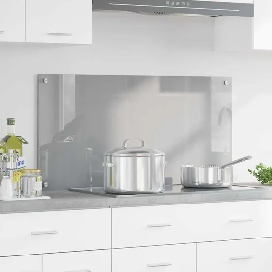 vidaXL Køkkenbacksplash Lysegrå 100 x 50 cm hærdet glas