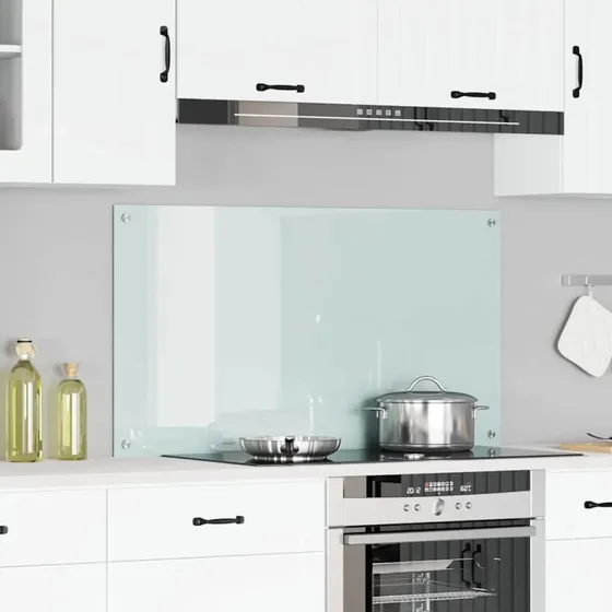 vidaXL Køkkenbacksplash Hvid 110 x 60 cm hærdet glas