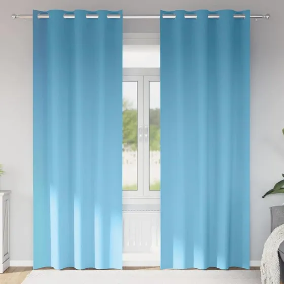 vidaXL Mørklægningsgardiner med Ringe 2 stk, Lys Blå, 260 x 140 cm