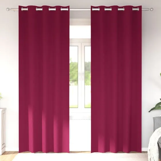 vidaXL Mørklægningsgardiner med Ring 2 stk Vinrød 260 x 140 cm