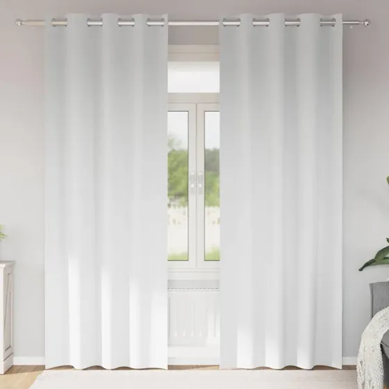 vidaXL Mørklægningsgardiner med Ringe 245 x 140 cm, Ren Hvid