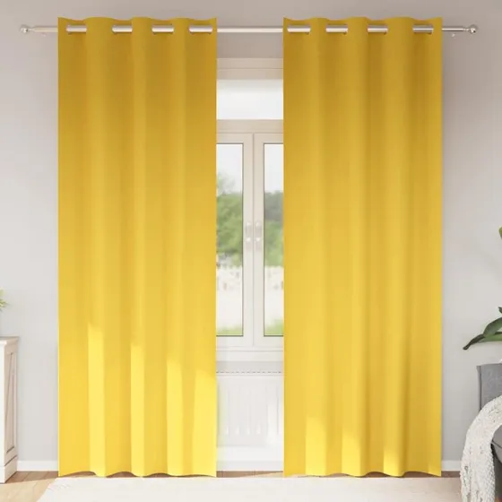 vidaXL Mørklægningsgardiner med Ring 2 stk Sennepsgul 245 x 140 cm
