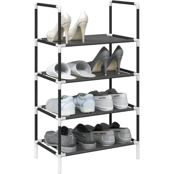 vidaXL Skostativ 4-Etagers 44x28x77 cm Sort