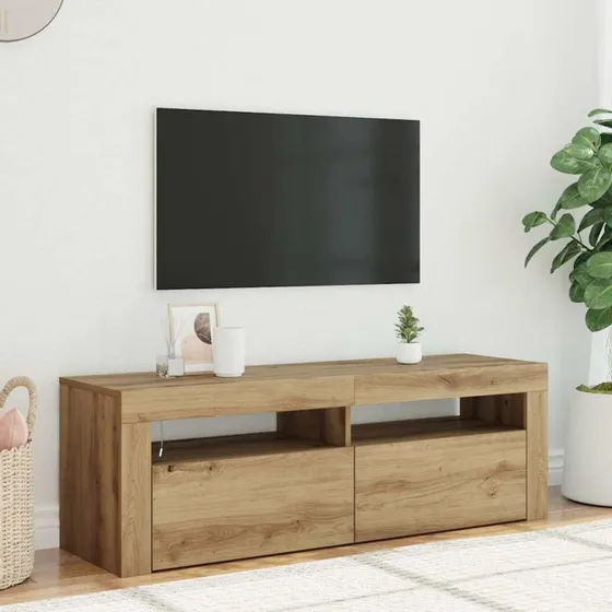 vidaXL Tv-bord 120x35x40 cm med RGB-LED-lys i konstrueret træ
