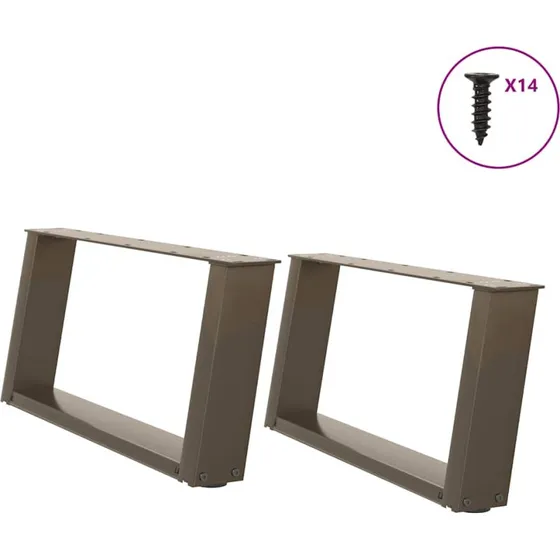 vidaXL sofabordsben U-form 2 stk. naturstål 60x(30-31) cm