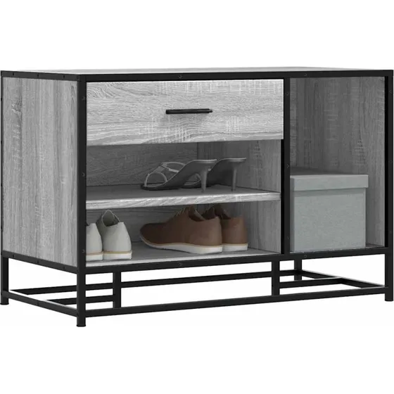vidaXL Skobænk 80x40x53,5 cm Grå Sonoma-Eg Konstrueret Træ & Metal