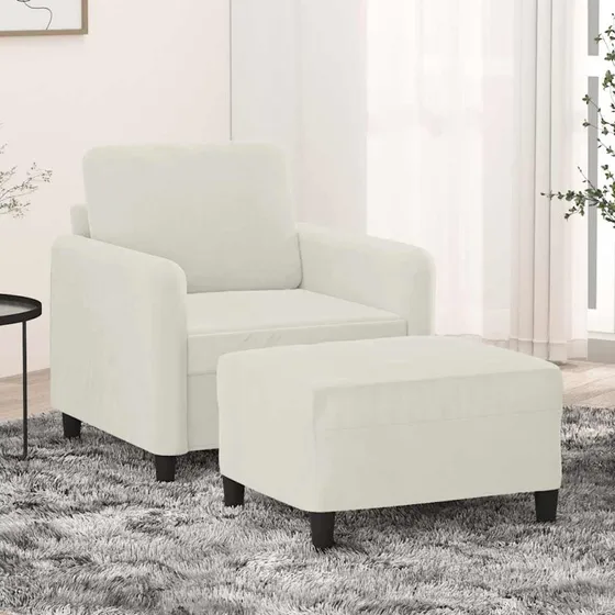 vidaXL Sofastol med Fodskammel 60 cm, Cremefarvet