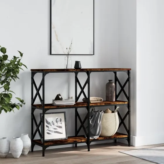 vidaXL Konsolbord 100x28x80,5 cm røget egetræsfarve