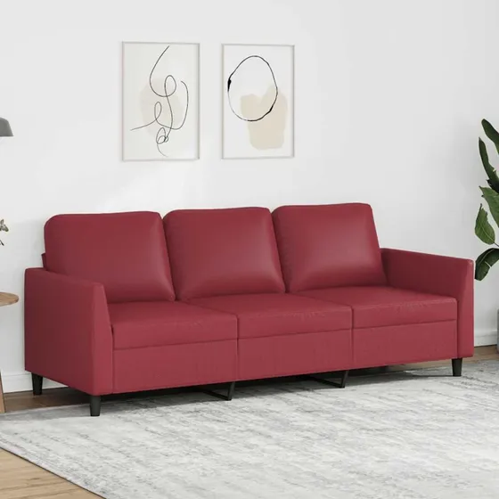 vidaXL 3-personers sofa 180 cm vinrød kunstlæder