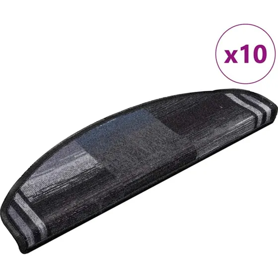 vidaXL selvklæbende trappemåtter 10 stk. 65x21x4 cm sort/grå