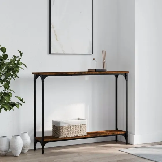 vidaXL Konsolbord 100x22,5x75 cm røget egetræsfarve