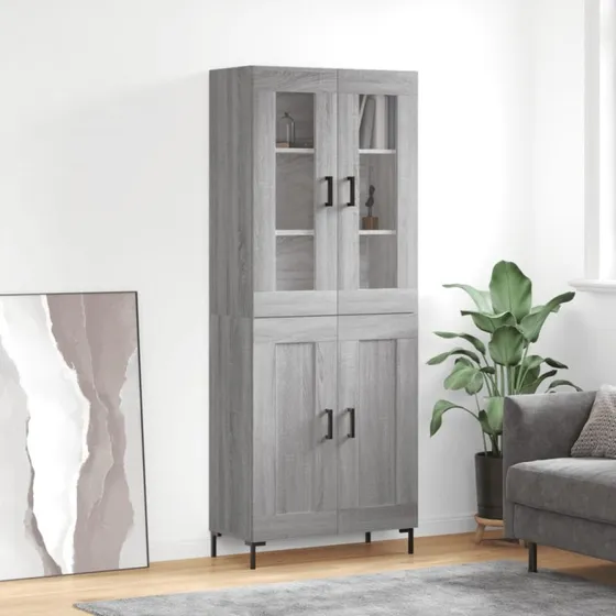 vidaXL Højskab 69,5x34x180 cm Grå Sonoma-Eg Konstrueret Træ