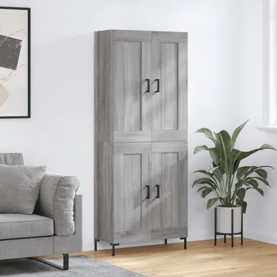 vidaXL højskab 69,5x34x180 cm grå sonoma-eg konstrueret træ