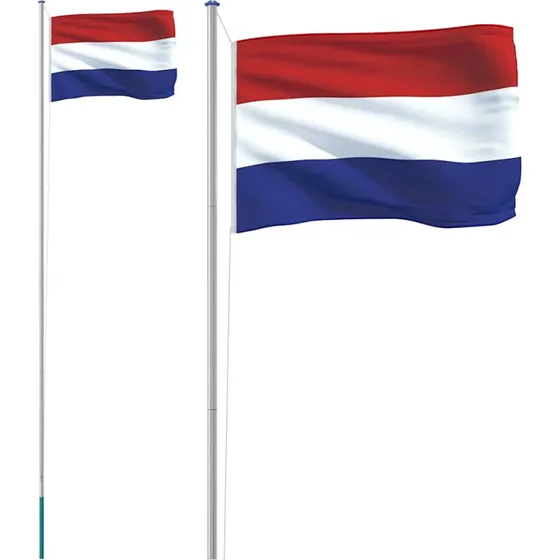 vidaXL Holland flag og flagstang 6,08 m aluminium