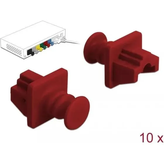 DeLOCK Støvdække til RJ45-jack, rød (10 stk)