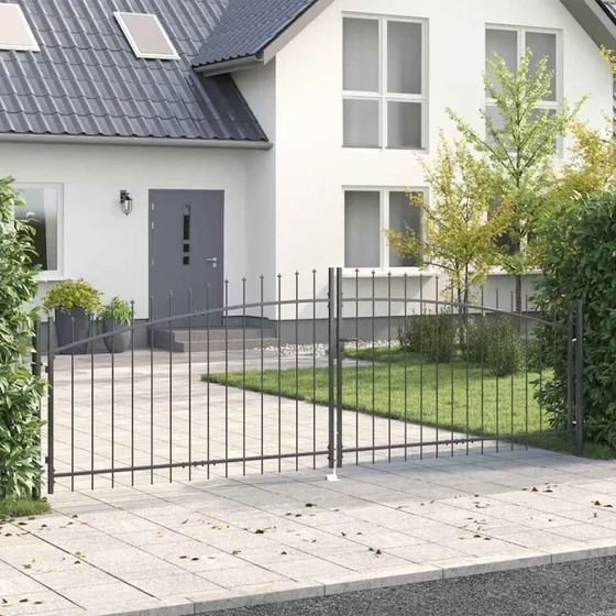 vidaXL Woerden Dobbelt Port Grå 400 x 199,5 cm Stål