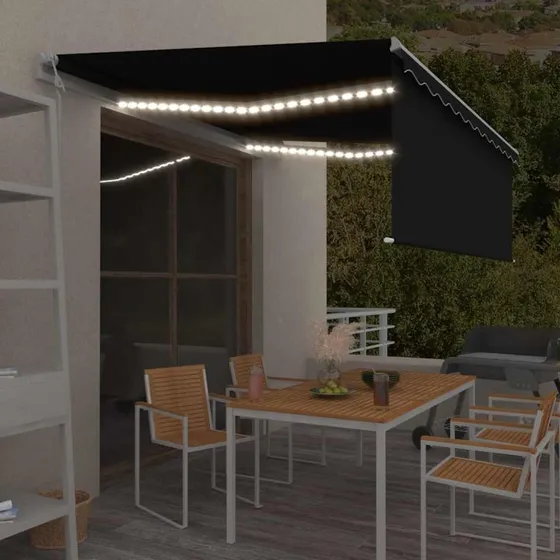 vidaXL Automatisk Markise 4,5x3 m med Gardin, LED og Vindsensor - Antracitgrå