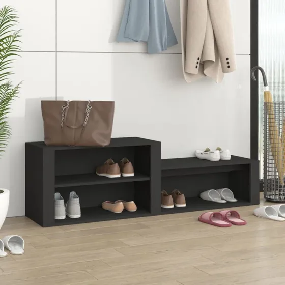 vidaXL Skoreol 150x35x45 cm i konstrueret træ, sort