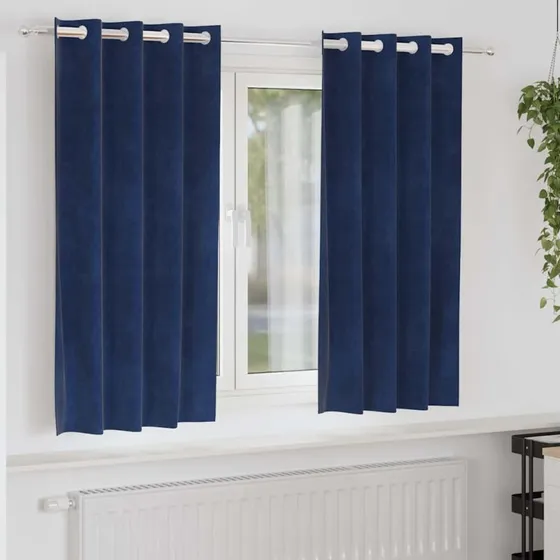 vidaXL Mørklægningsgardiner 2 stk, mørk blå, 140 x 175 cm, fløjl